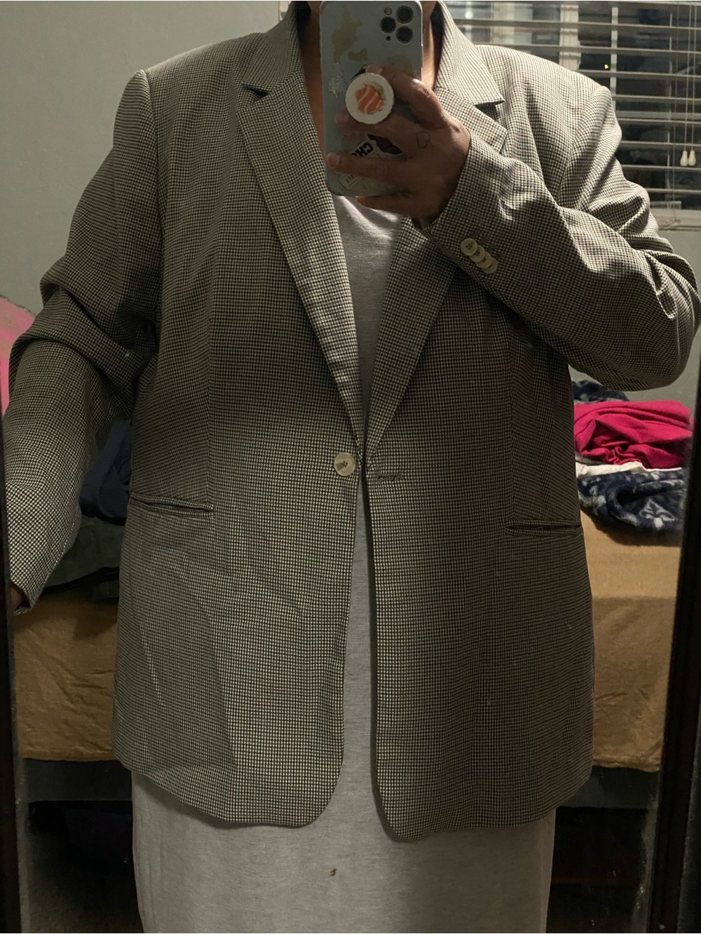 Classic women's Houndstooth Blazer - Neutral Tones